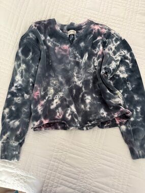 Lucky brand-Tie-Dye Cropped Crewneck Sweatshirt - A Pink & Gray
